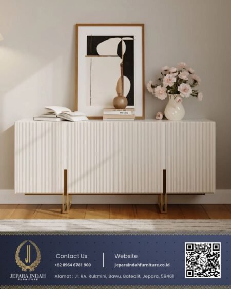 Bufet Console Putih Cream Modern Minimalis Scandinavian