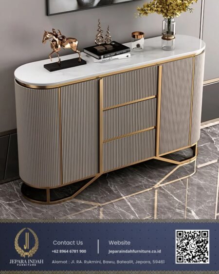 Bufet Credenza Mewah Modern Aksen Gold