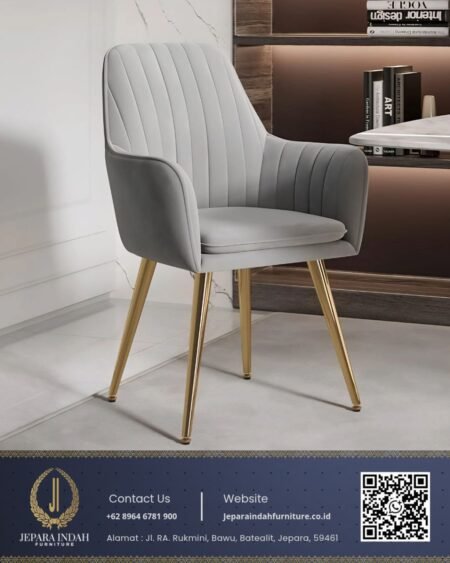Kursi Makan Mewah Modern Minimalis Abu-abu Grey