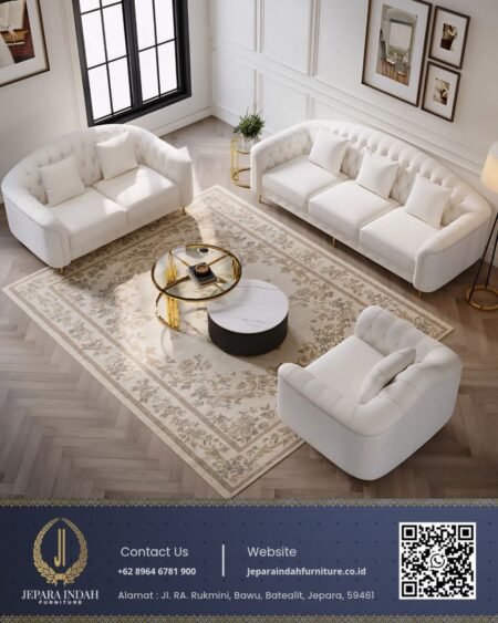 Set Kursi Sofa Tamu Minimalis Modern Putih Berkualitas