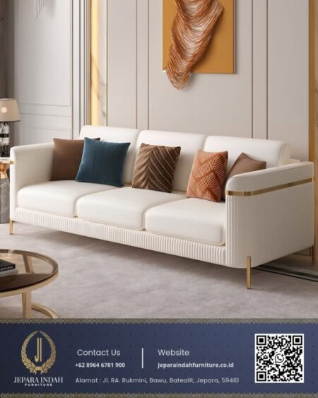 Set Sofa Ruang Tamu Minimalis Modern Aksen Satainless Gold