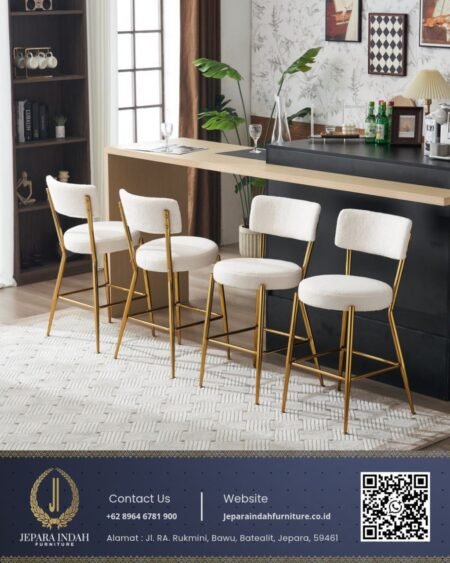 Kursi Bar Mewah Modern Kaki Gold Stainless