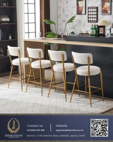 Kursi Bar Mewah Modern Kaki Gold Stainless