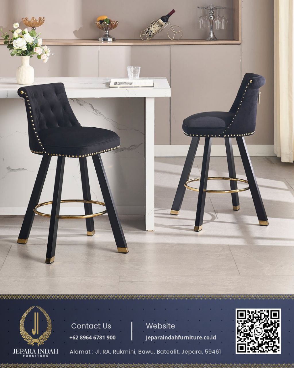 Kursi Bar Navy Minimalis Monaco Royal Stool