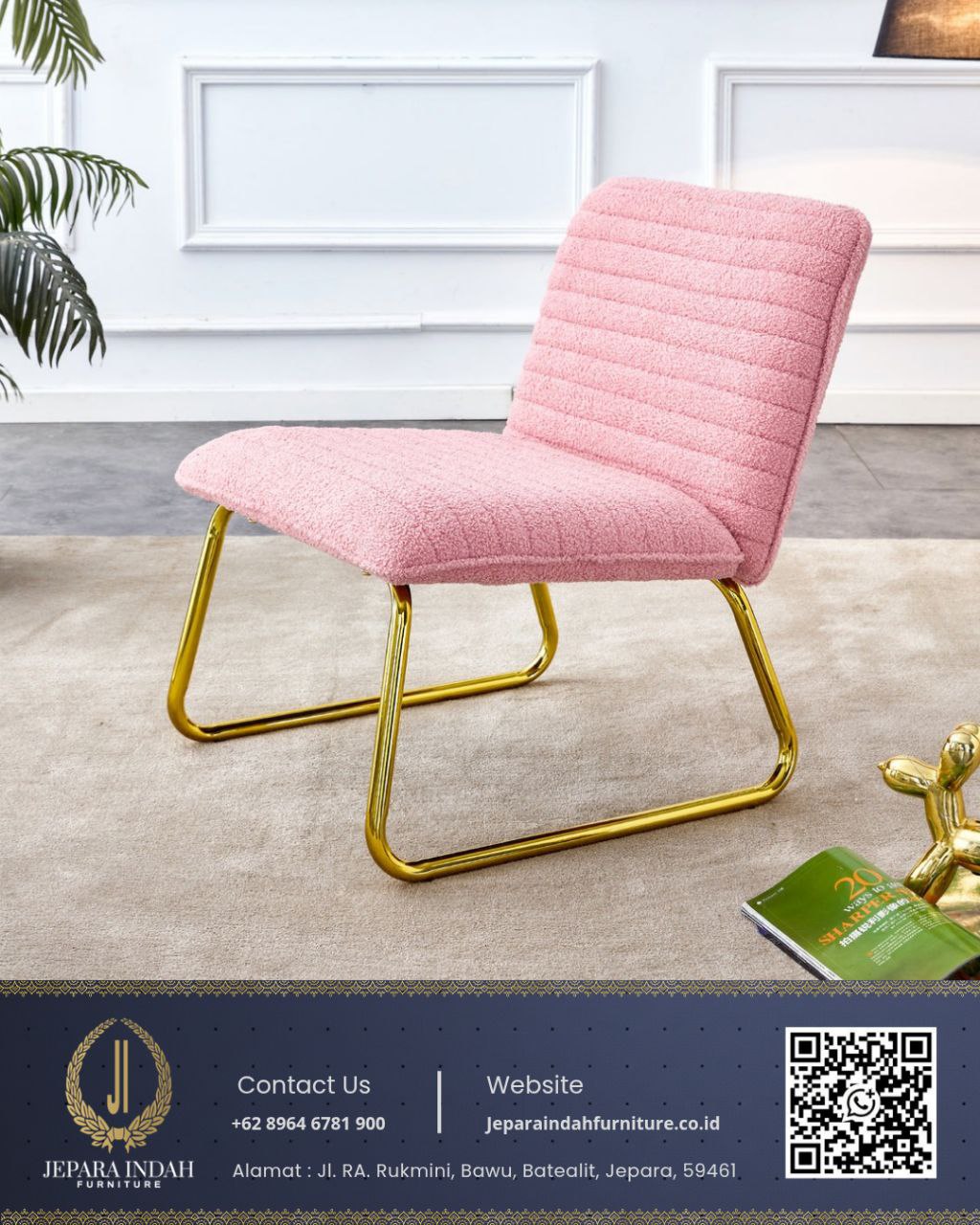 Kursi Lounge Minimalis Modern Desain Pink Elegan