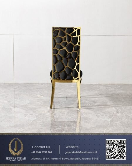 Kursi Makan Mewah Stainless Desain Luxury Hitam Gold