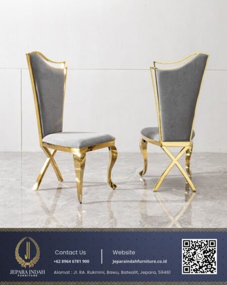 Kursi Makan Stainless Mewah Modern Gold