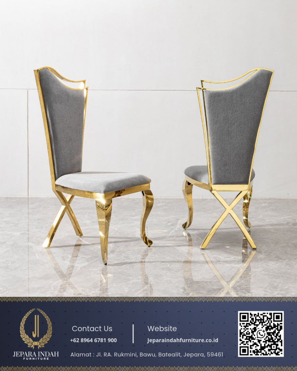 Kursi Makan Stainless Mewah Modern Gold