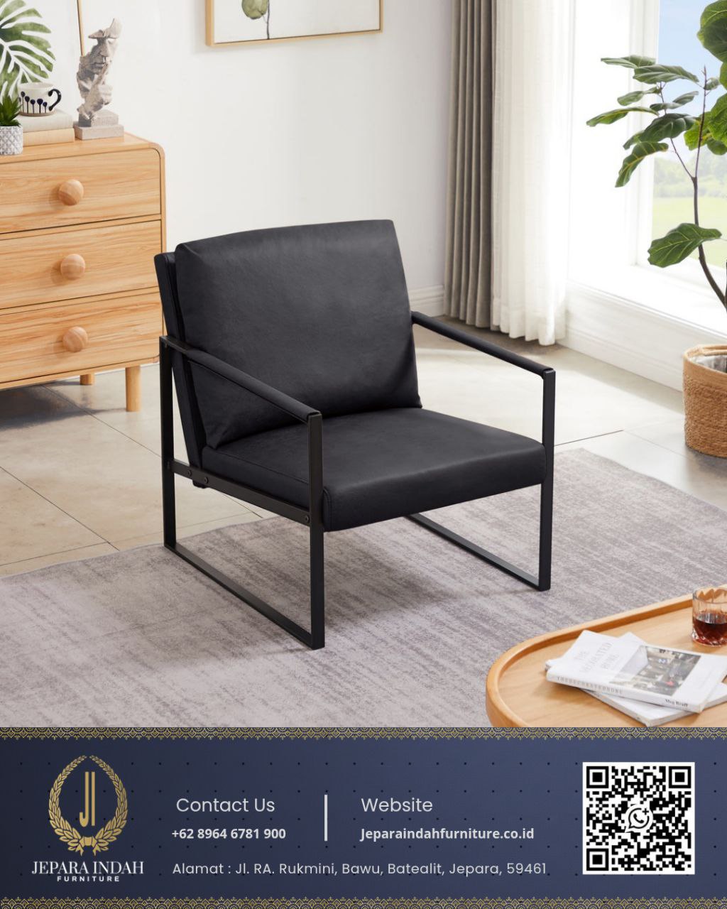 Kursi Single Arm Chair Modern Industrial Minimalis