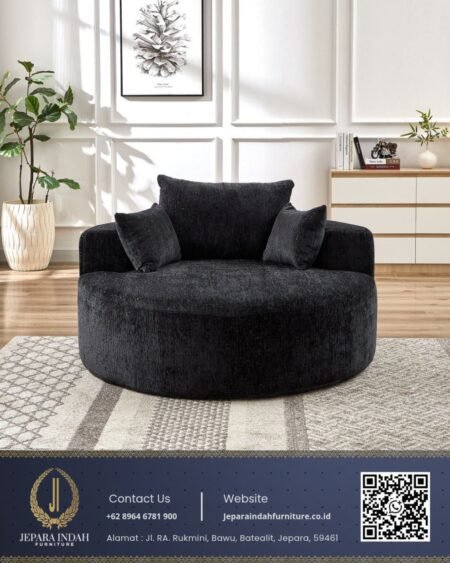 Kursi Sofa Bulat Round Minimalis Modern Hitam