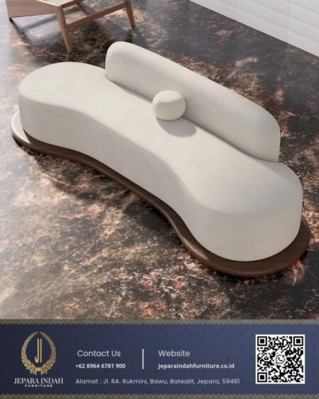 Kursi Sofa Minimalis Curved Organik Modern Putih
