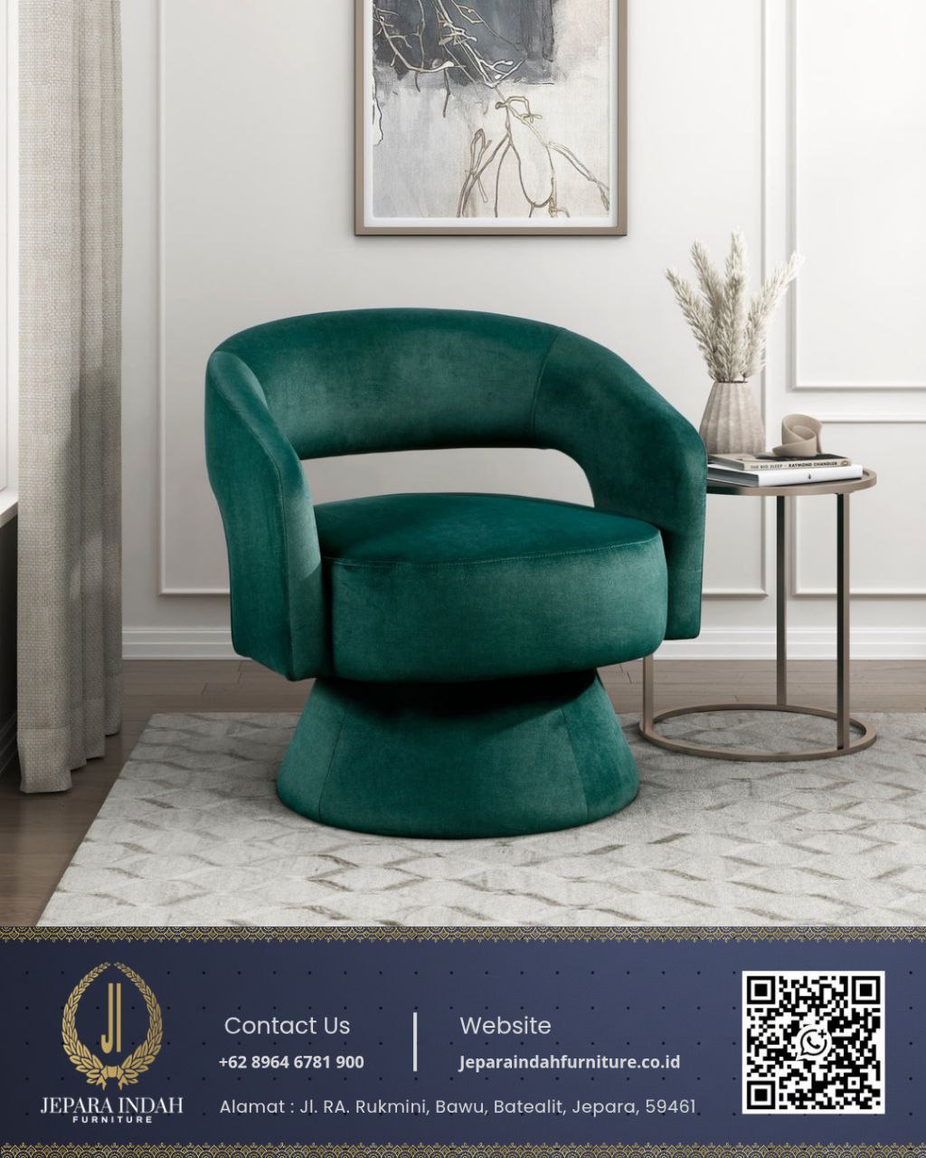 Kursi Sofa Single Barrel Accent Mewah Modern