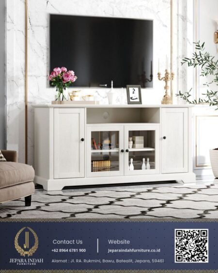 Meja TV Contemporary Minimalis Putih Aurora Cabinet