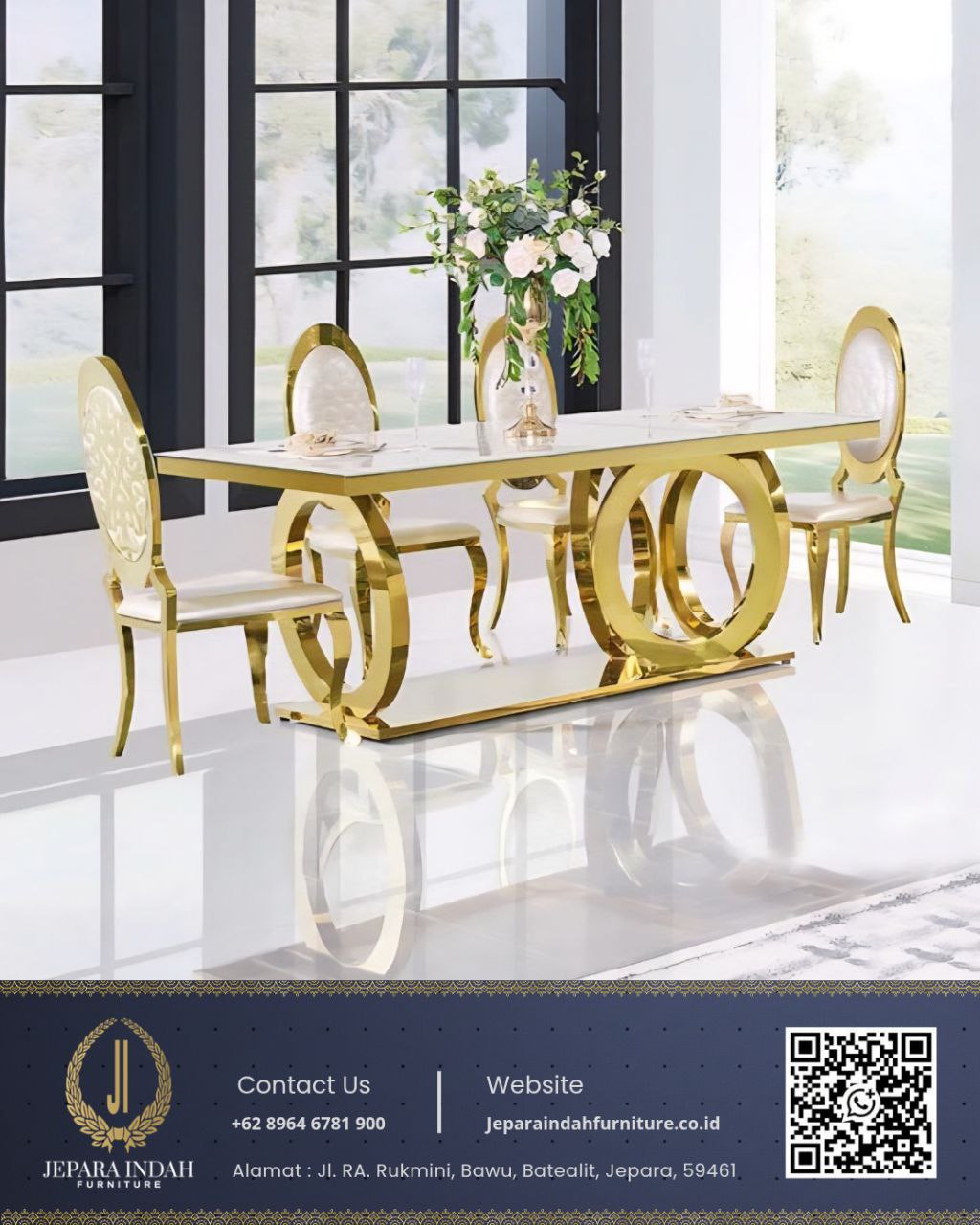 Set Meja Makan Mewah Modern Stainless Eksklusif