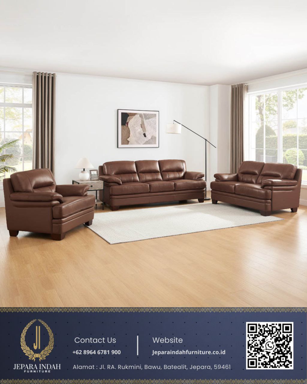 Set Sofa Tamu Mewah Kulit Desain Terbaru