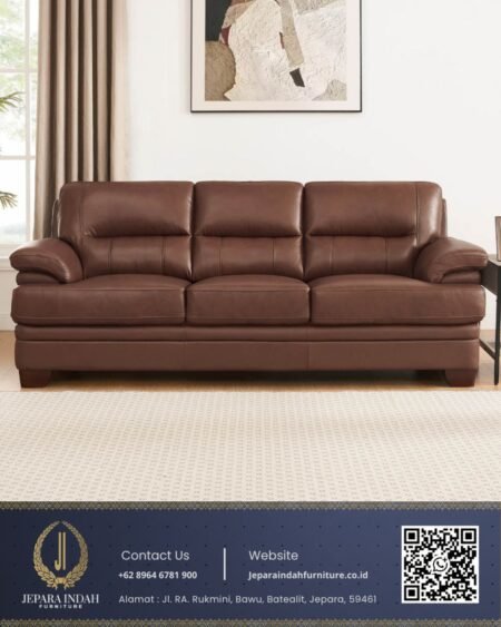 Set Sofa Tamu Mewah Kulit Desain Terbaru