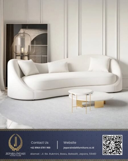 Sofa Curved Tamu Minimalis Modern Boucle Teddy