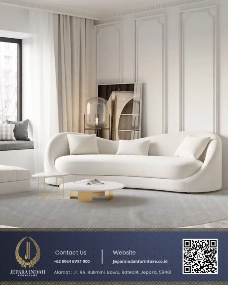 Sofa Curved Tamu Minimalis Modern Boucle Teddy
