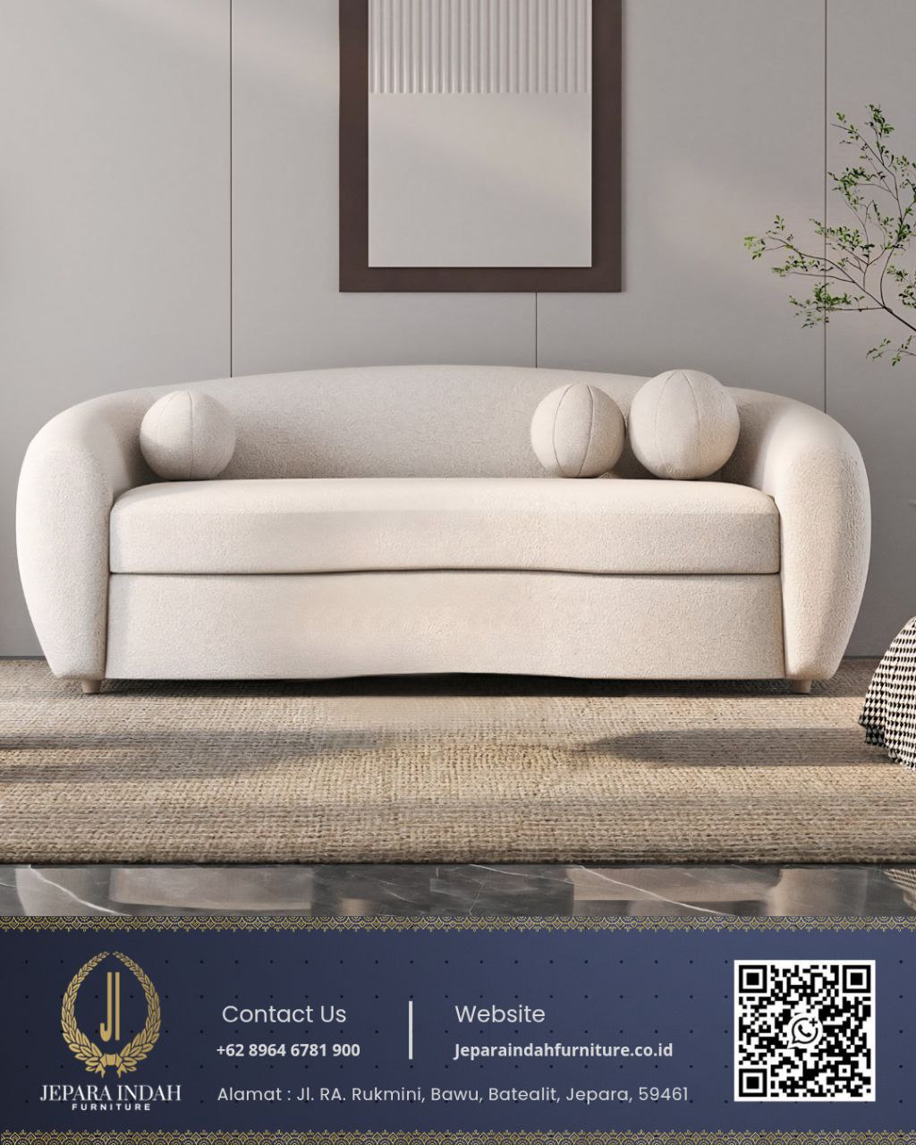 Sofa Kursi Tamu Modern Minimalis Boucle Gold
