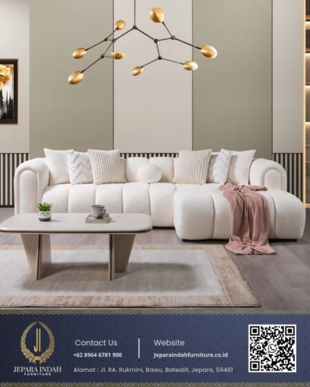 Sofa Putih Luna Cloud Minimalis Modern Rounded