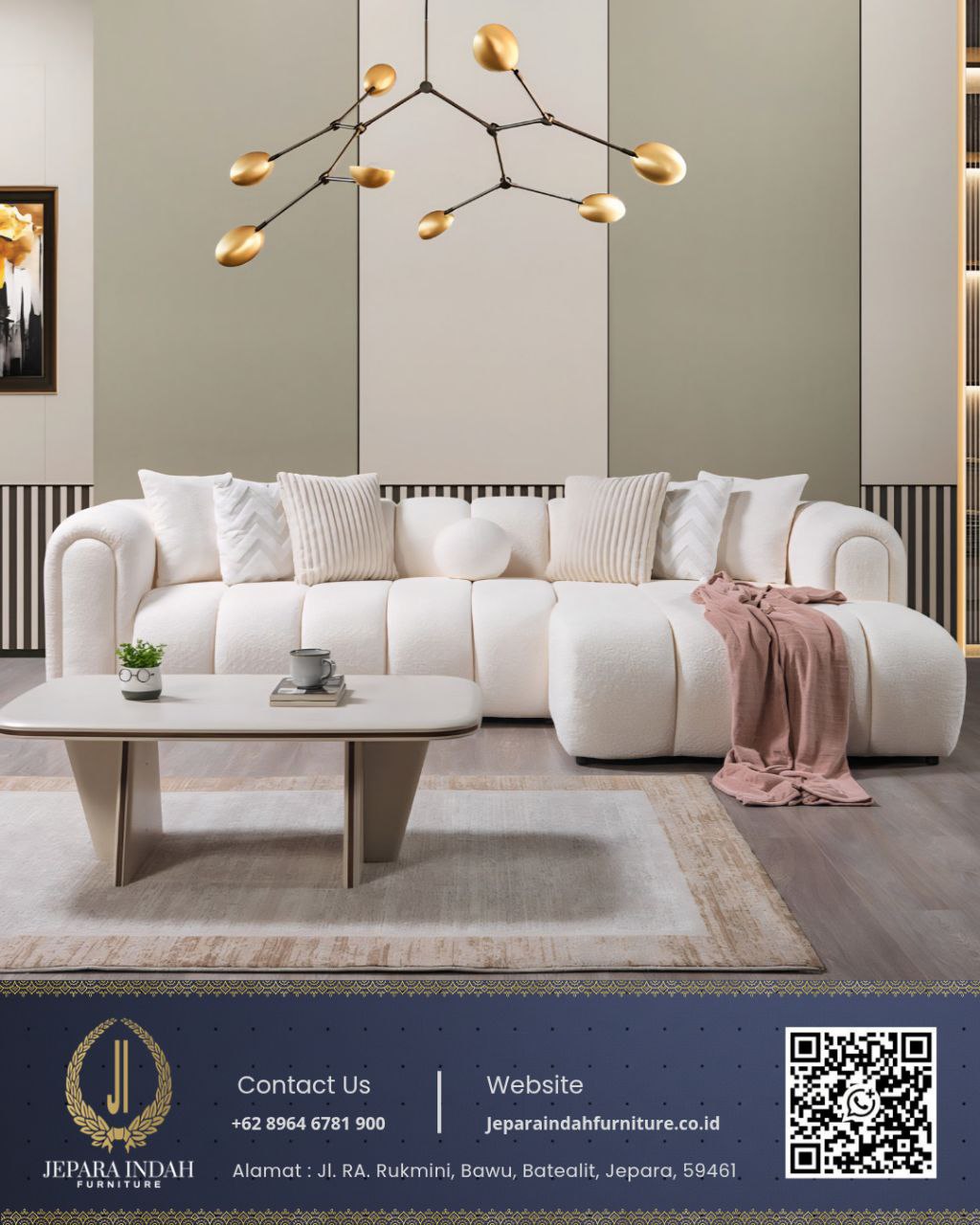 Sofa Putih Luna Cloud Minimalis Modern Rounded