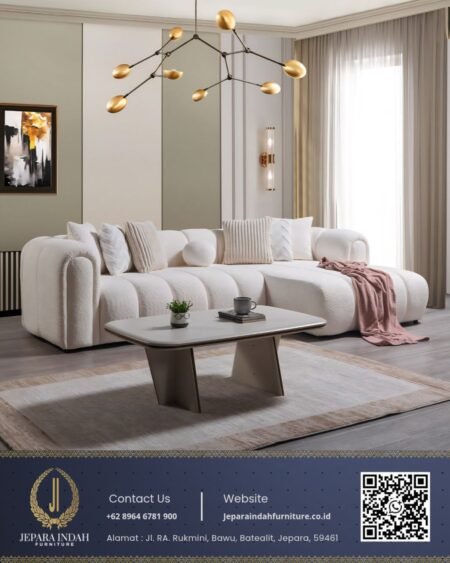 Sofa Putih Luna Cloud Minimalis Modern Rounded