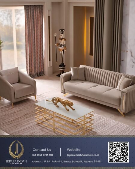 Sofa Ruang Tamu Mewah Beige Villa Modern