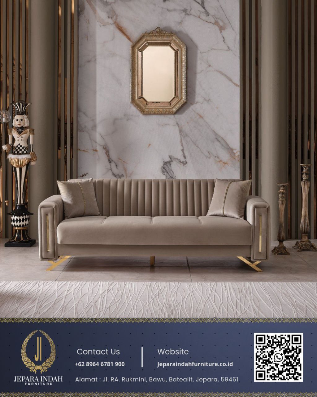 Sofa Ruang Tamu Mewah Beige Villa Modern