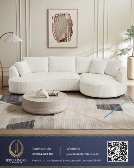 Sofa Sudut Mewah Minimalis Modern Desain Lengkung
