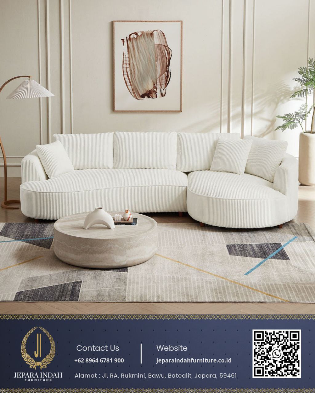Sofa Sudut Mewah Minimalis Modern Desain Lengkung