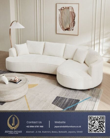 Sofa Sudut Mewah Minimalis Modern Desain Lengkung
