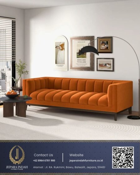 Sofa Tamu Minimalis Modern Orange Burnt