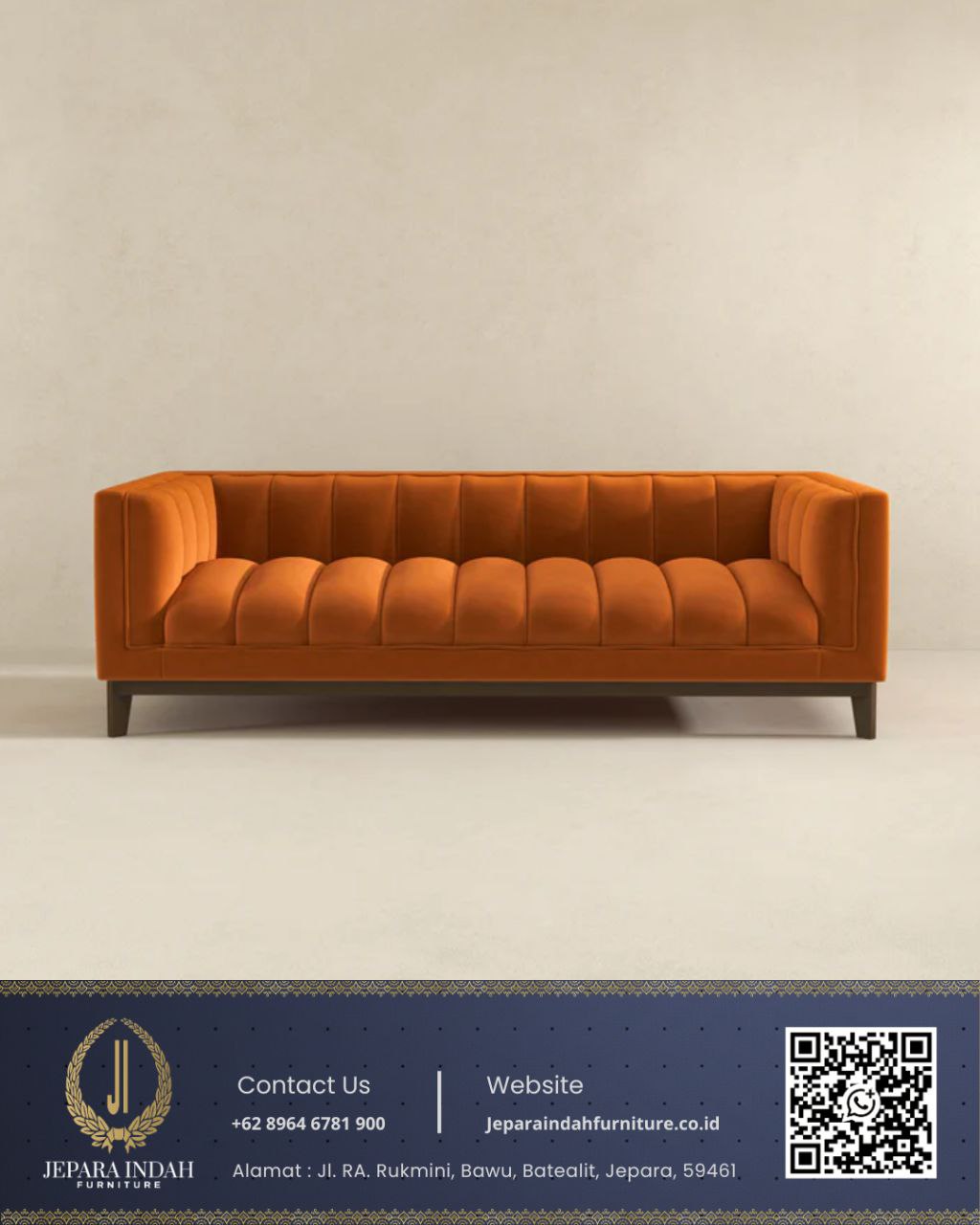 Sofa Tamu Minimalis Modern Orange Burnt