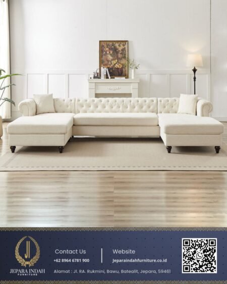 Sofa Tamu Modern Mewah Chesterfield model U