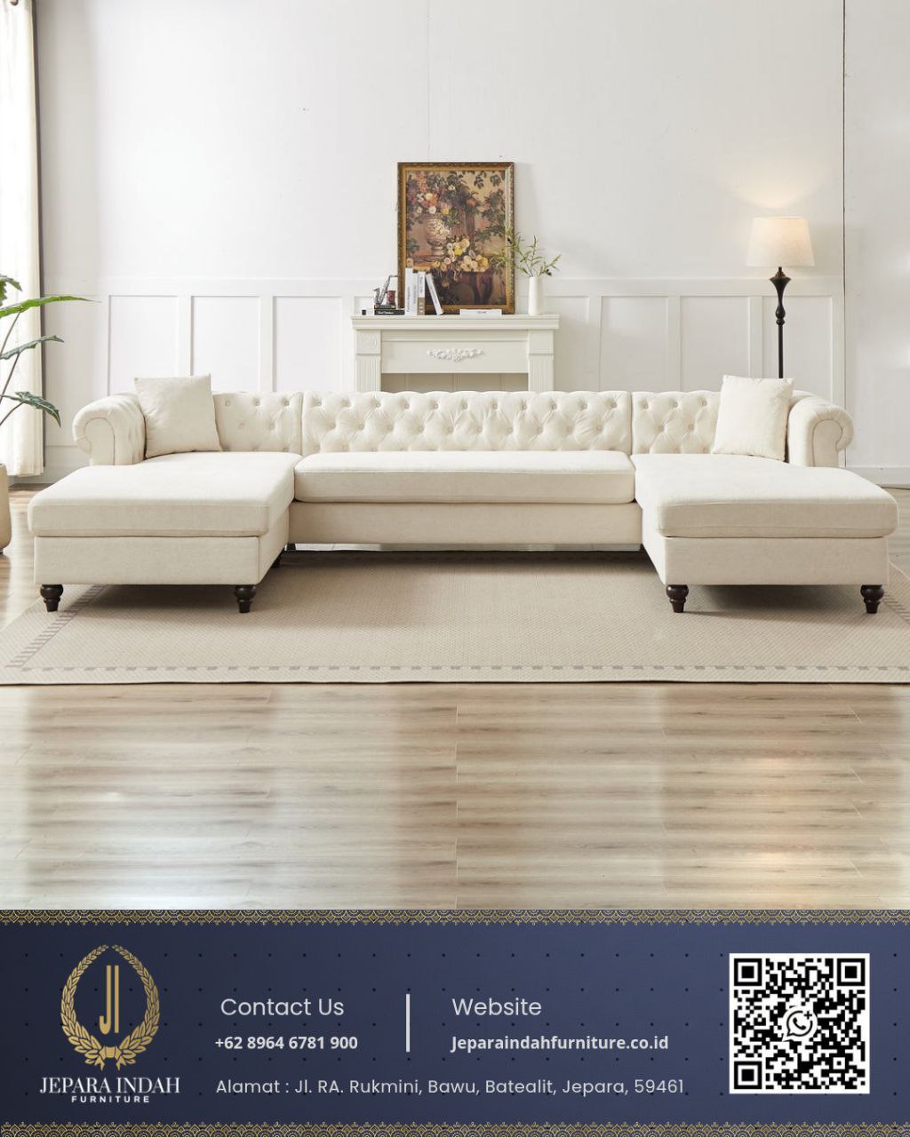 Sofa Tamu Modern Mewah Chesterfield model U