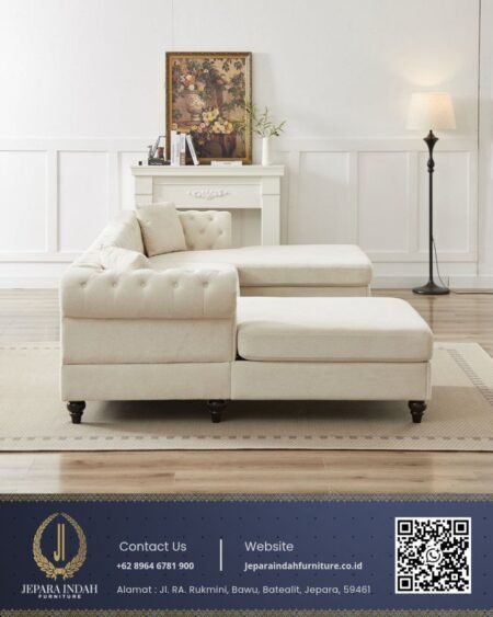 Sofa Tamu Modern Mewah Chesterfield model U