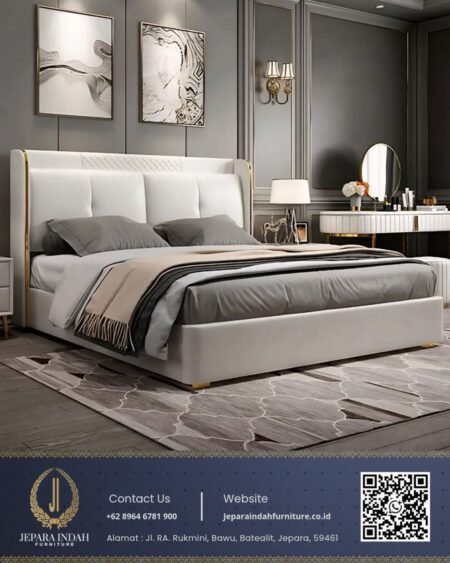 Tempat Tidur Minimalis Modern Cream Elegan