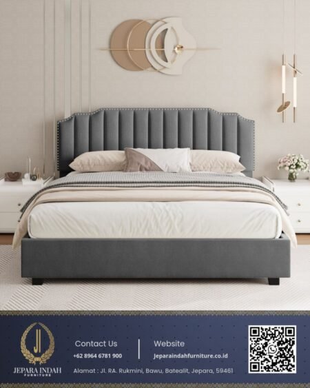 Tempat Tidur Minimalis Stripe Abu-abu Modern