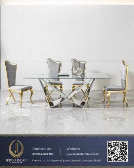 Meja Makan Mewah Modern Stainless Elegan