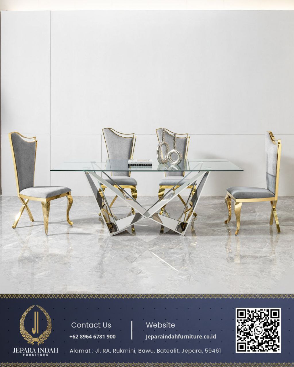Meja Makan Mewah Modern Stainless Elegan
