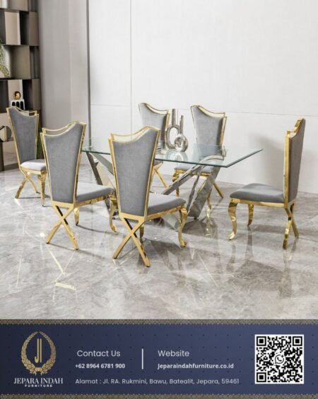 Meja Makan Mewah Modern Stainless Elegan