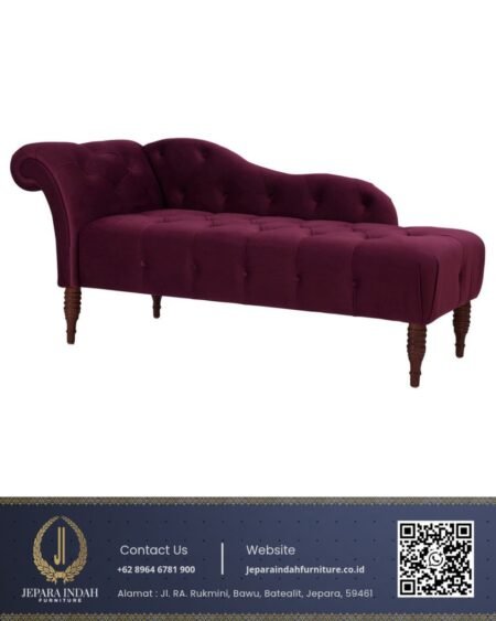 Sofa Chaise Lounge Mewah Classic Chesterfield Burgundy