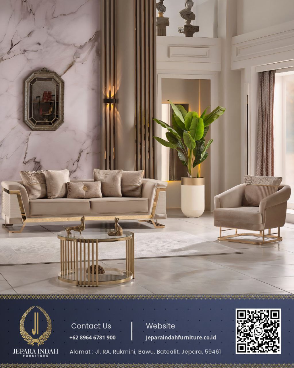 Sofa Tamu Mewah Modern Luxury Beige