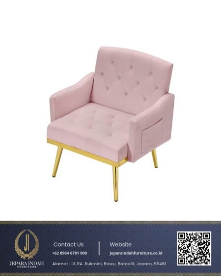 Armchair Mewah Kursi Tamu Minimalis Pink Gold