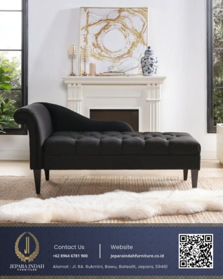 Chaise Lounge Kursi Santai Daybed Hitam Mewah