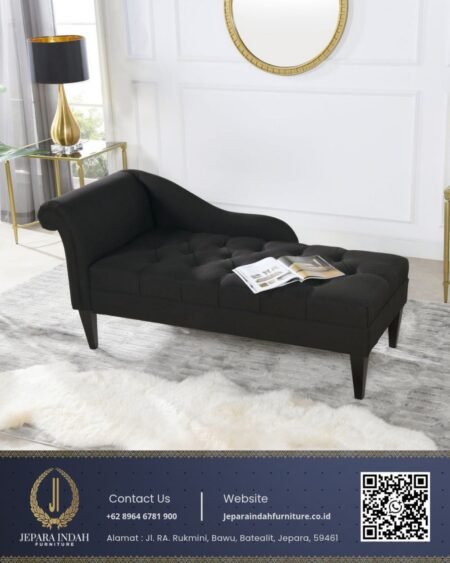 Chaise Lounge Kursi Santai Daybed Hitam Mewah