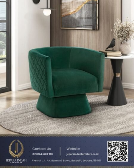 Kursi Santai Mewah Hijau Emerald Bluderu Modern
