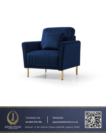 Kursi Santai Modern Minimalis Ottoman Biru Navy