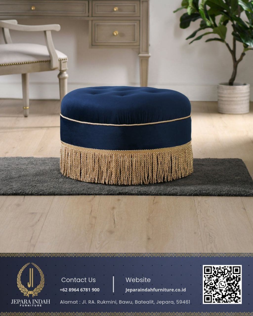 Kursi Stool Bulat Ottoman Klasik Modern Kontemporer