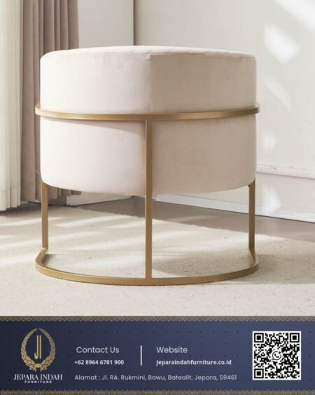 Kursi Tamu Barrel Chair Modern Minimalis Cream Beige